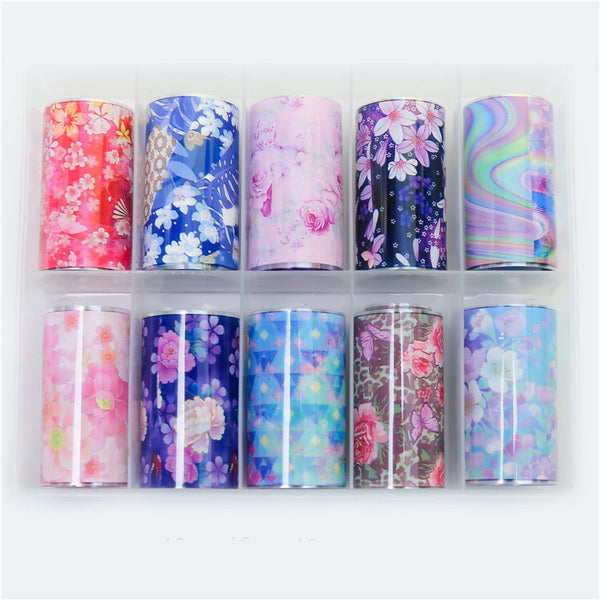 Calcomanías de Uñas con Diseño de Flores y Estrellas - Pegatinas Trendy