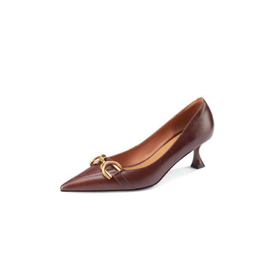 Zapatos de Tacón Medio Punta Afilada con Hebilla Metálica para Mujer - Image 5