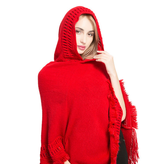 Suéter Plus Size para Mujer Otoño Invierno con Gorro y Borlas - Image 8