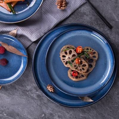 Plato de Cerámica Artesanal Azul Estrella con Esmalte Variable Horno Japonés - Image 15