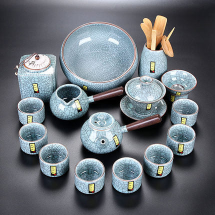 Juego de Té Celadón Ge Kiln Heredado con Acabado Agrietado - Image 16