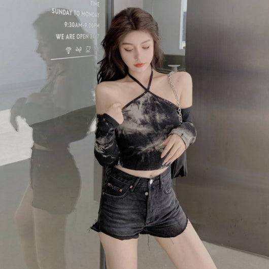 Blusa Asimétrica de Manga Larga con Escote Halter - Image 11