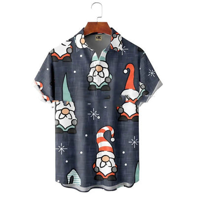 Camisa Estampada de Cuello Solapa para Hombre - Manga Corta Ideal para Festividades - Image 15
