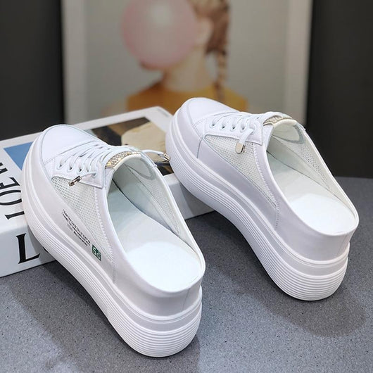 Zapatos Blancos Plataforma Mesh Ligeros y Cómodos sin Tacón - Image 16