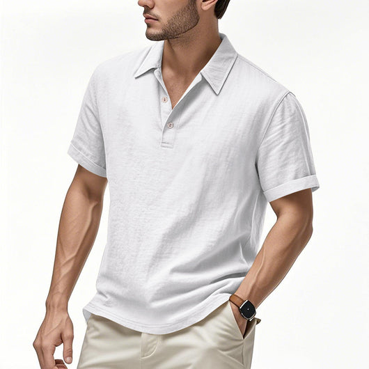 Polo Casual Británico Hombre con Cuello Solapa y Cierre de Hebilla en Lino - Image 20