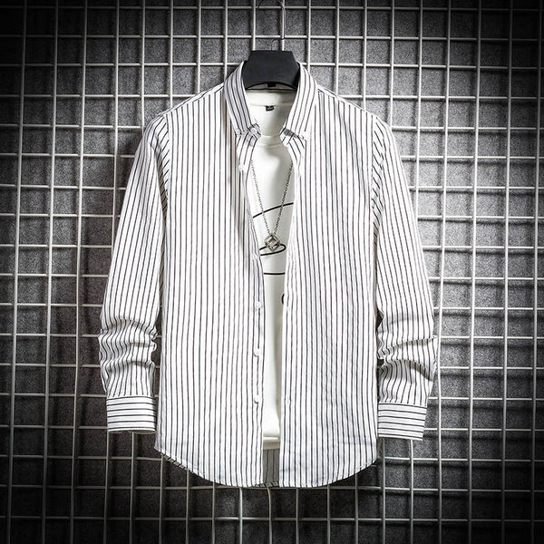 Camisa Manga Larga Slim Fit Estilo Coreano Talla Grande Hombre - Image 2