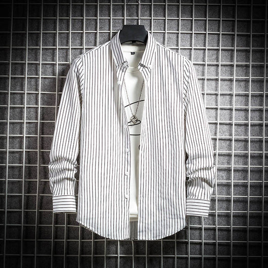 Camisa Manga Larga Slim Fit Estilo Coreano Talla Grande Hombre - Image 2