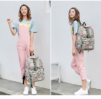 Mochila Étnica Floral Impresa Nylon Impermeable para Viajes - Image 16