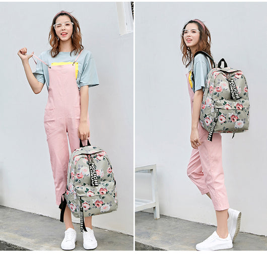 Mochila Étnica Floral Impresa Nylon Impermeable para Viajes - Image 16