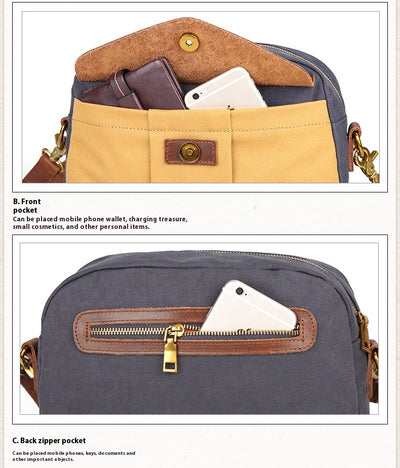 Bolsa Retro de Lona con Bloques de Color y Correa Cruzada - Image 10