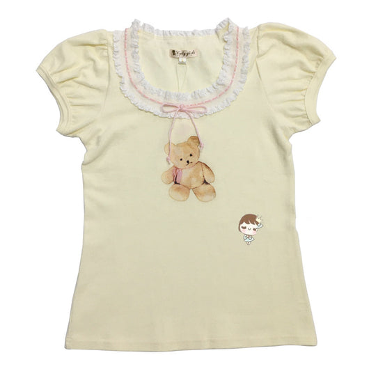 Chaleco Infantil de Encaje Velvet con Lazo y Osito - Manga Larga y Corta - Image 12