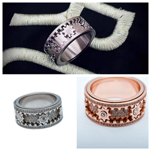 Anillo Titanio Acero Mecánico Full Diamond Diseño Personalidad - Image 7