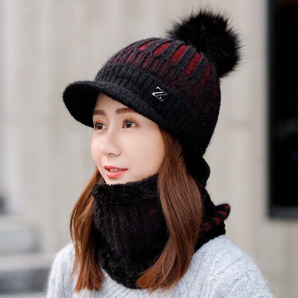 Gorro de Lana Tejido Abrigado a Prueba de Viento con Forro Polar