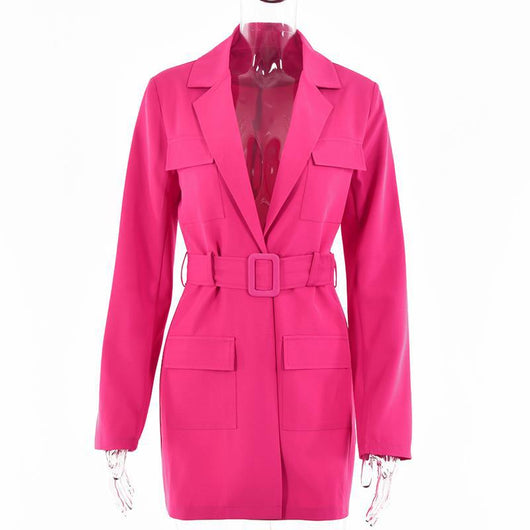 Blazer Largo de Talla Grande con Solapa y Manga Larga - Image 10