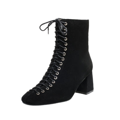Botas Martin Retro Románticas con Cordones y Tacón Grueso Alto - Image 7