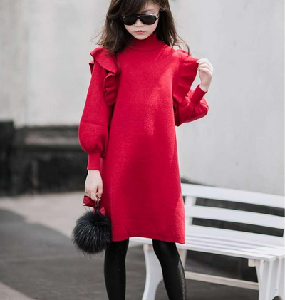 Vestido Princesa Tejido Rojo para Niñas - Image 7
