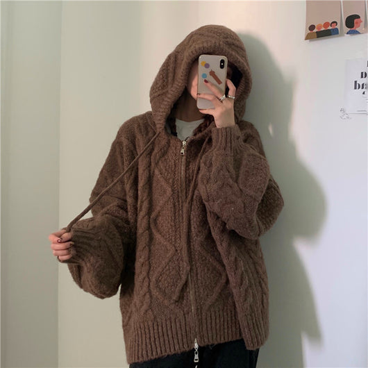 Cardigan Sudadera con Capucha y Tejido Trenzado - Image 3