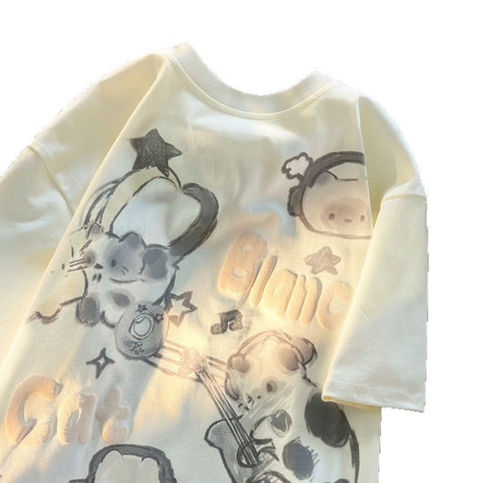 Camiseta Gato Graffiti 300g Algodón Xinjiang Premium - Image 4