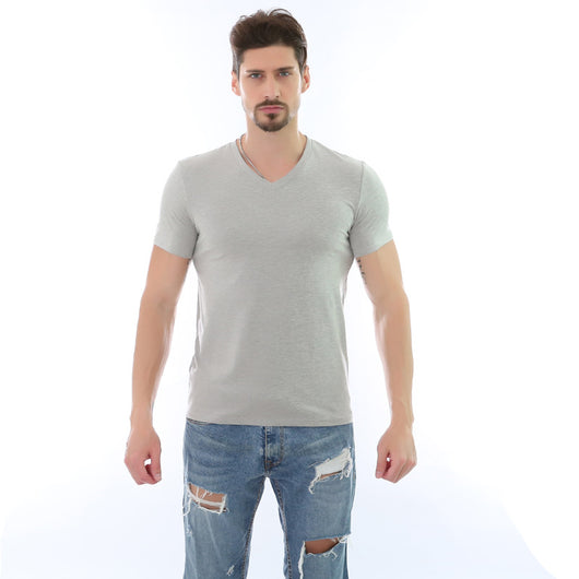 Playera Casual de Cuello V Hombre - Colores Sólidos - Image 5