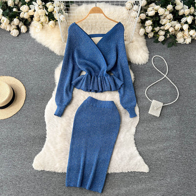 Conjunto Falda Suéter Escotado con Volantes - Image 17