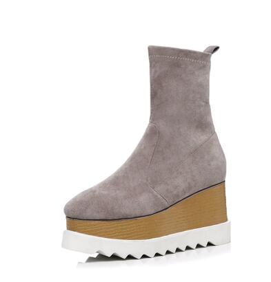 Botas Plataforma Wedge Punta Cuadrada con Stretch - Image 11