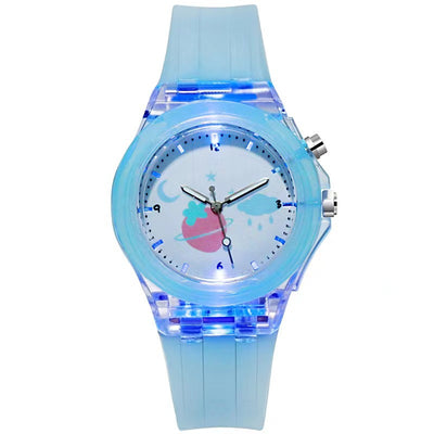 Reloj Infantil de Silicona con Luz y Patrón de Frutas - Image 4