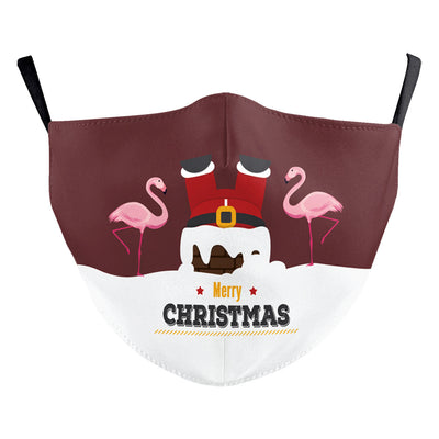 Christmas dust mask with a cartoon kitten in a Santa hat singing carols next to a decorated Christmas tree. - Image 15