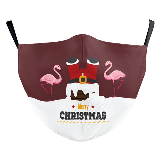 Christmas dust mask with a cartoon kitten in a Santa hat singing carols next to a decorated Christmas tree. - Image 15