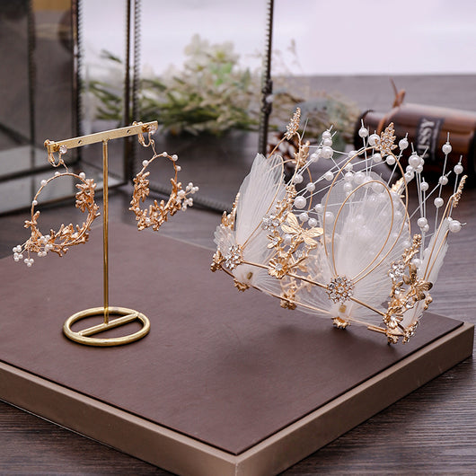 Corona Tiara Nupcial Círculo Completo con Perlas de Aleación para Dama - Image 11