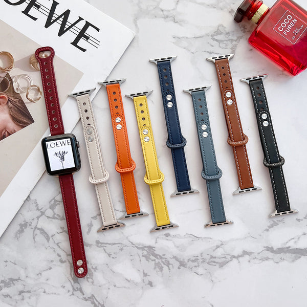 Correa de Cuero Barbour para Apple Watch 7 - Modelo Delgado de Doble Pasador