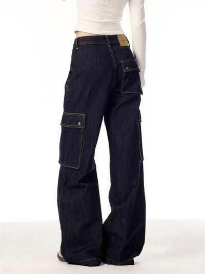 Pantalones Cargo Rectos de Pierna Ancha para Mujer con Múltiples Bolsillos - Image 13
