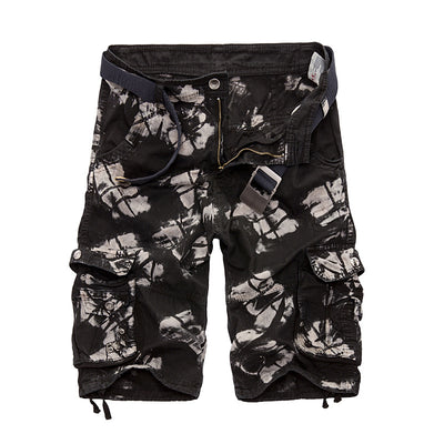 Pantalones Cargo Cortos Estilo Coreano Hombre - Cintura Suelta 5 Puntos Multi Bolsillo Camuflaje - Image 5