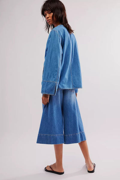 Chaqueta Camisa Denim Lavado con Bolsillos y Mangas Largas - Image 9