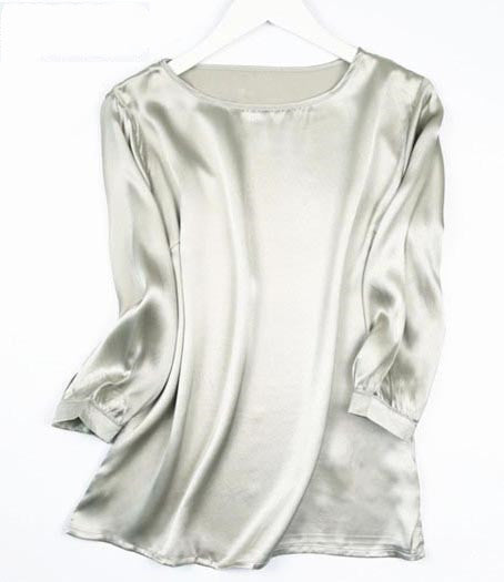 Camisa de Seda de Gusano de Seda con Perla Brillante y Satén - Image 17
