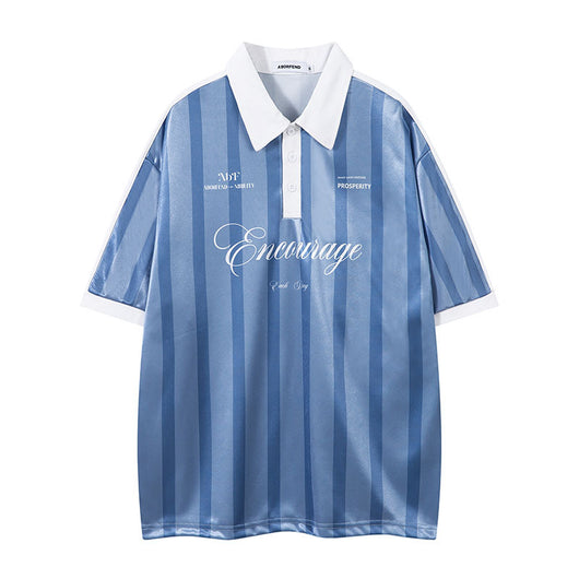 Polo Retro a Rayas con Solapa Ancha y Manga Corta - Image 9