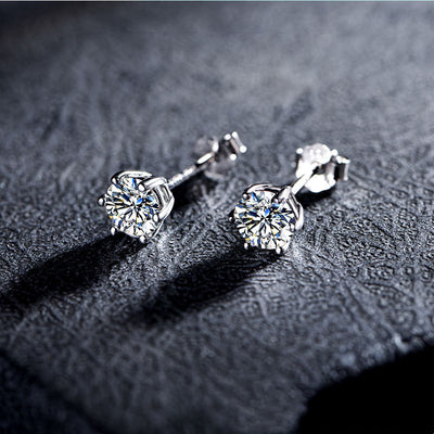 Aretes de Diamante Moissanita 925 Plata 1 Quilate Color D 6 Puntas - Image 8