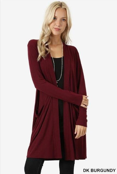 Cardigan Largo de Manga Larga Simple para Mujer - Image 3