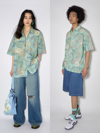 Camisa de Seda Floral Fresca para Hombre - Manga Corta Verano - Image 16