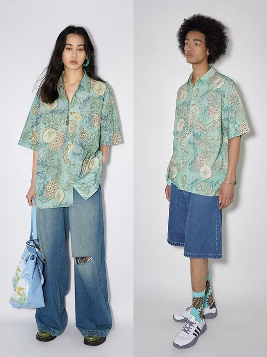 Camisa de Seda Floral Fresca para Hombre - Manga Corta Verano - Image 16