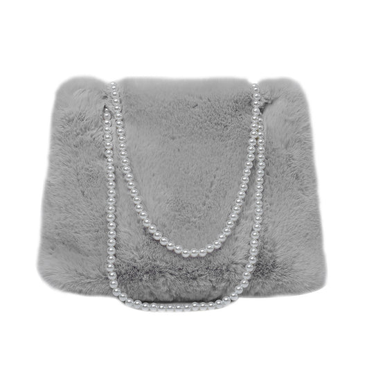 Bolso de Hombro Pearl Plush de Gran Capacidad con Detalles Perlados - Image 7