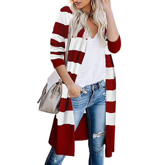 Cardigan de Punto con Rayas Contrastadas para Mujer - Image 2