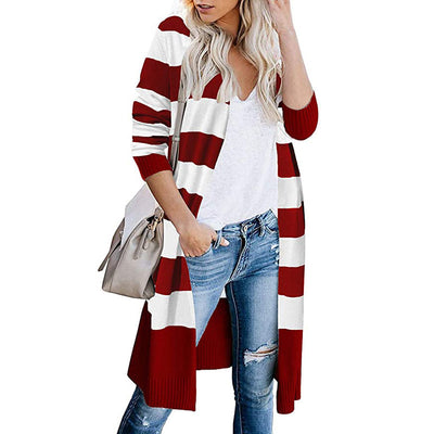 Cardigan de Punto con Rayas Contrastadas para Mujer - Image 2