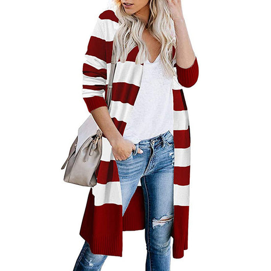 Cardigan de Punto con Rayas Contrastadas para Mujer - Image 2