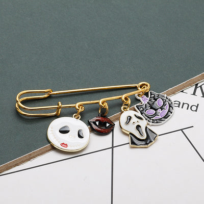 Broche Calabaza Gotante con Gato, Fantasma y Calavera - Image 10