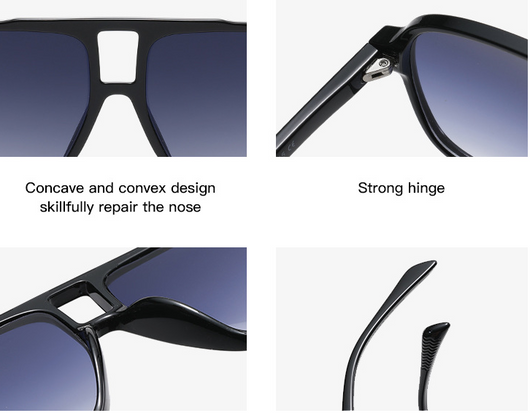 Retro aviator sunglasses with a black full frame and light blue lenses, featuring a double beam design. - Image 18