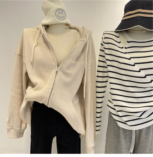 Cardigan Suelto con Capucha y Cierre de Cremallera para Mujer - Image 17