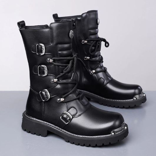 Botas Altas de Invierno para Hombre Estilo Ecuestre Vintage Denim Británico