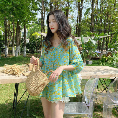 Blusa Vintage Cuello Muñeca Manga Abullonada - Modelo Holgado Verano - Image 9