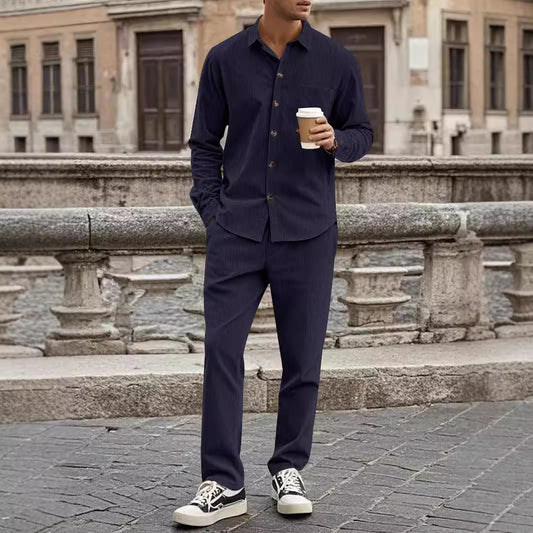 Cardigan Deportivo Casual con Solapa y Pantalón Conjunto - Image 2