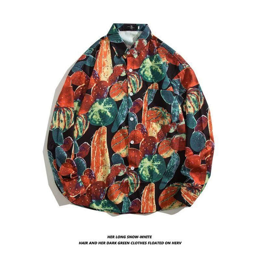 Camisa Retro Holgada Estilo Hong Kong con Estampado de Manga Larga para Hombre - Image 12